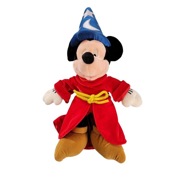 Disney Mickey Mouse Fantasia Plush 20" Sorcerers Apprentice Red Robe & Blue Hat - Picture 2 of 6